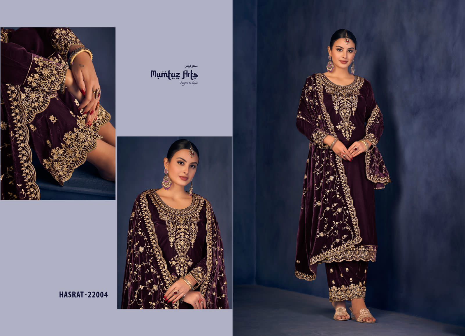 Mumtaz Hasrat Heavy Velvet Salwar Kameez Catalog
